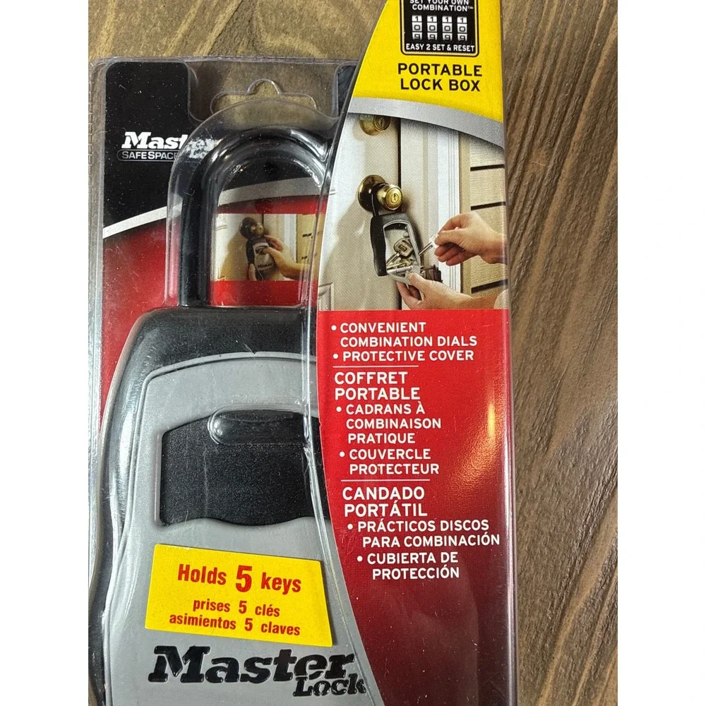 Master Lock Portable Key Lock Box 5400D Silver New Resettable‎ Combination 5-Key
